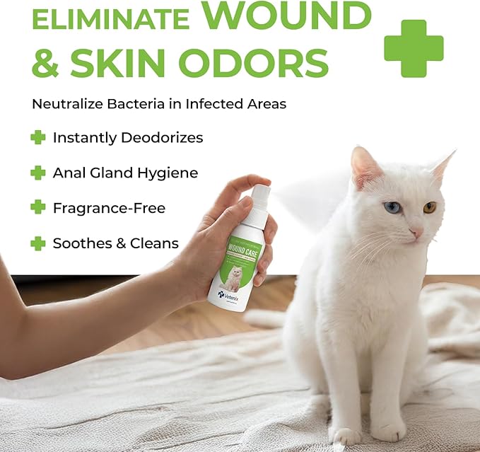 Cat Wound Care Spray Feline Healing Aid, Skin Repair for Cuts, Sores & Abrasions | Itch Relief for Irritated Cat Skin | Hot Spot & Allergy Support | Safe & Non-Toxic | 3.38 fl oz