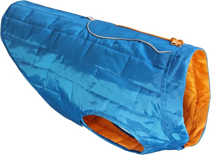 Kurgo Loft Dog Jacket - Reversible Cozy Coat for Outdoor Adventures - Water Resistant - Athletic Fit - Machine Washable Fabric - Reflective Dog Gear - X-Large - Coastal Blue