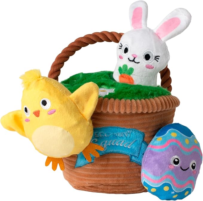 Fringe Studio Plush Dog Toy, Hide & Seek Burrow 4 Pieces Set, Egg Hunt Squad, Petshop Collection (289253)