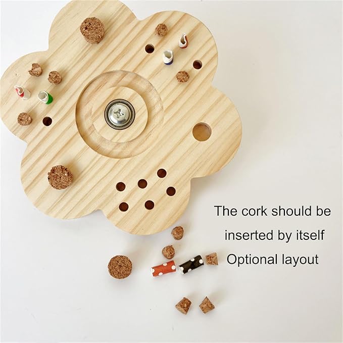 Birdcage Accessory Rotating Pecking Cork Wood Block Bird Enriching Grinding Toy Interaction Pet Toy