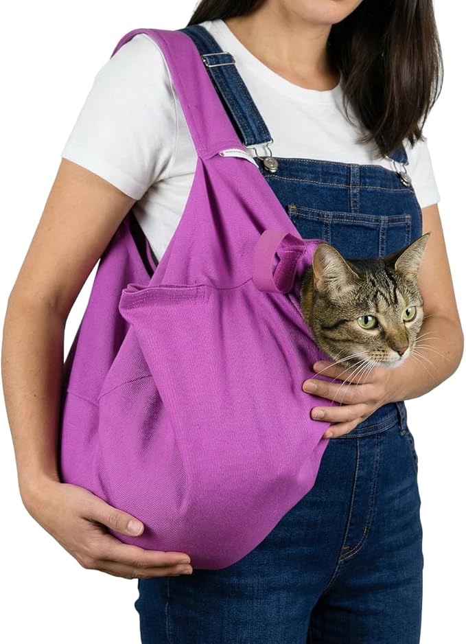Cat-in-the-Bag Cozy Comfort Carrier - Extra Small Lavender Pet Carrier and Cat Carrier Soft for Grooming, Vet Visits, Medication Administration, Dental Care, and Nail Trimming
