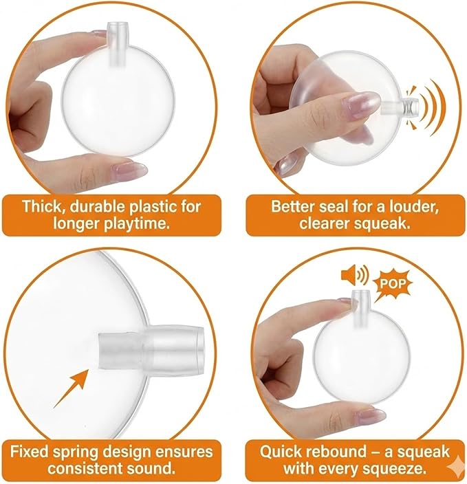 SynHHergyx Squeakers for Dog Toys, 12 Pcs 50mm Plush Toy Noise Maker Insert Replacement for Dog Cat Toy Repair Pet Supply