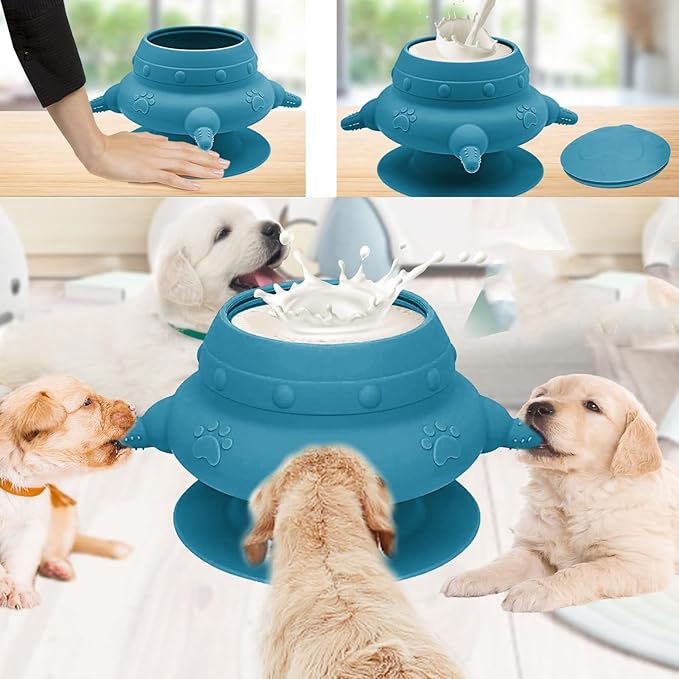 Puppy Milk Feeders for Multiple Puppies Kitten Feeding Bowl with 4 Nipples Silicone Nursing Bottle 235ml Food Water Feeding Station for Small Pets
