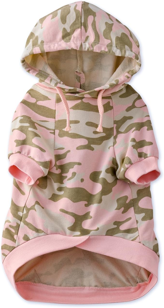 Pet Passion Rocky – The Original Lightweight Hooded Tee 100% Organic Cotton Dog Hoodie Pet Coat Sweater for All Sized Dogs, Original Pink Camo, XXX-Small (up to 5lbs)
