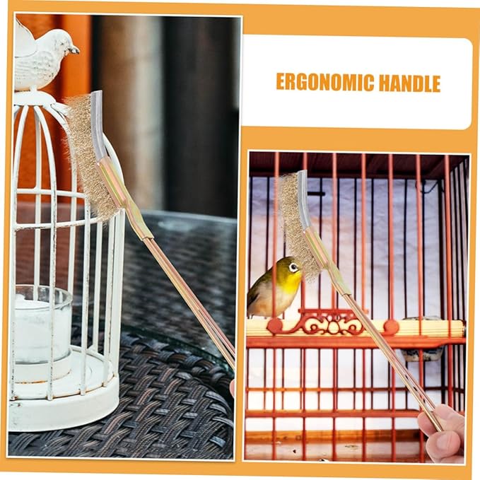 Balacoo 1Set Bird Cage Cleaning Brush Set Durable Ergonomic Handle Bristles for Cleaning of Parakeet Cages and Small Animal Habitats Cage Care Tool