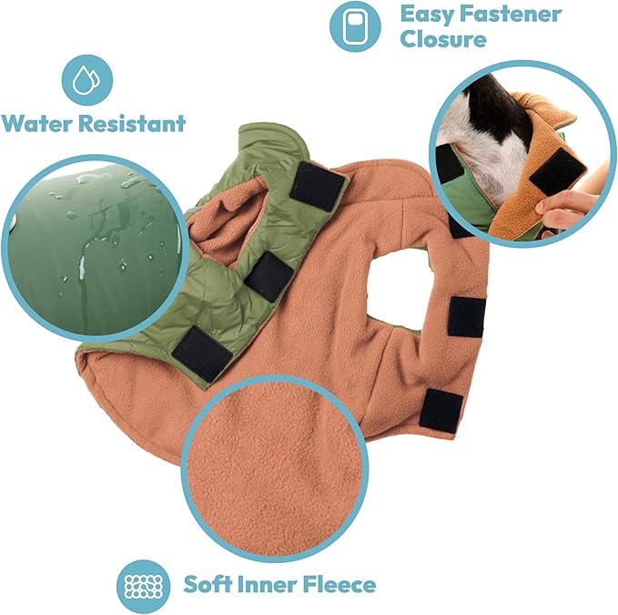 Gooby Sport Vest - Green, X-Small, Reflective Dog Vest with D Ring Leash, Warm Fleece Lined Small Dog Sweater