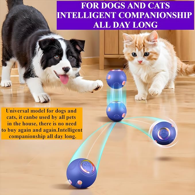 Upgraded Automatic Cat Ball Dog Toy, Smart Rolling Ball Toy for Dog Cat, Electric Balls for Self Moving Interactive Cat Toys (Orange)