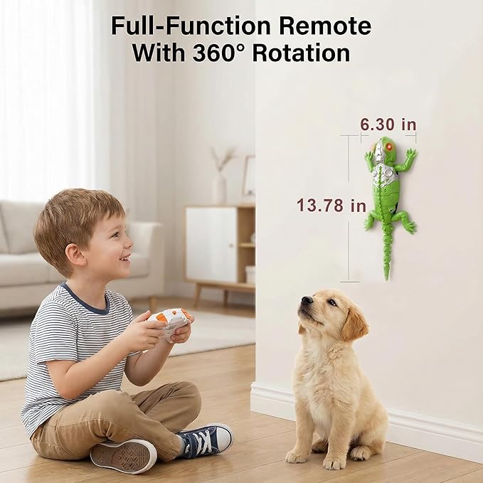 Interactive Cat Toy for Indoor Cats, Automatic Cat Toy with Remote Control, Wall Climbing Lizard Toy with Glowing Eyes - Electric Interactive Toy for Fun and Exercise