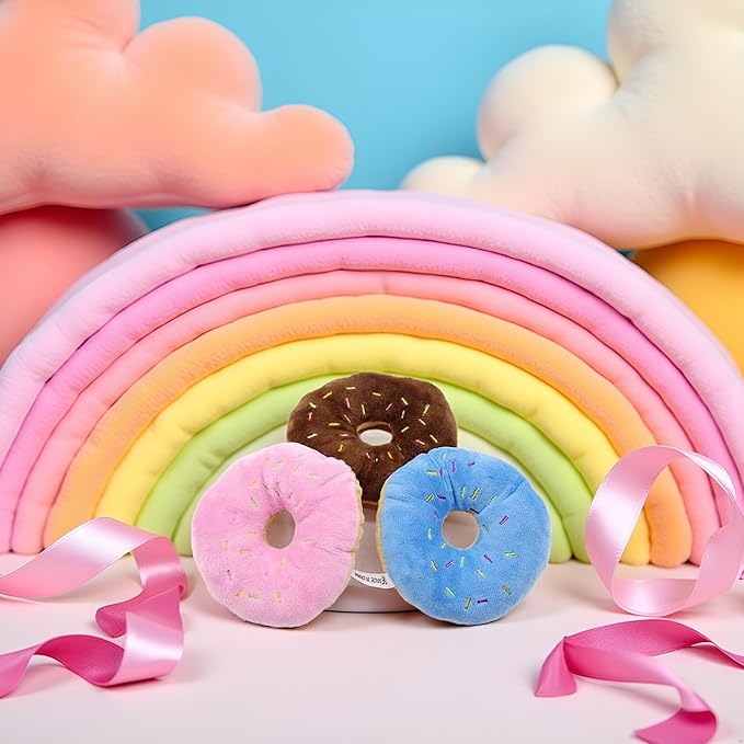 3Pcs Colorful Pet Toy Donut-Shape Squeaky Squeaker Puppy Dog Pet Cat Kitten Sound Chews Toy, Sturdy and Practical Simple and Sophisticated Design, Dog Squeak Toys
