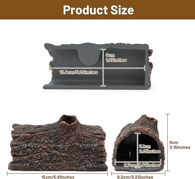 Upgraded Magnetic Detachable Aquarium Hideaway Hollow Tree Cave to Check Your Aquatic Pets to Breed, Play and Rest Safe and Non-Toxic Resin Fish Tank Viewing Hideout Ornaments