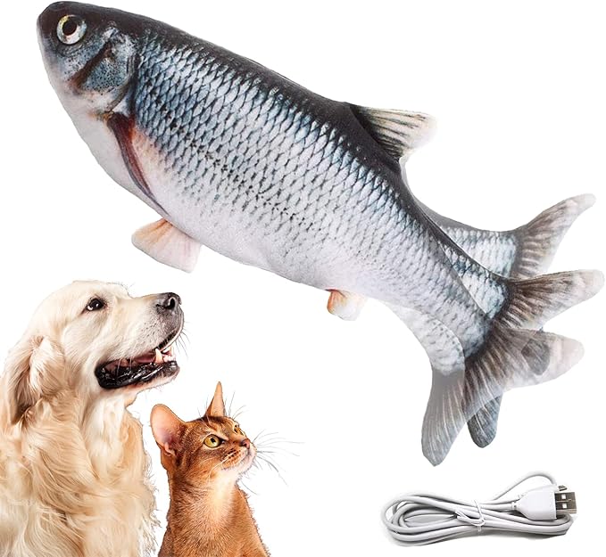 VAIZIQ Flopping Fish Electric Moving Dog Fish Toy, Realistic Rocking Dog Toy for Dogs, Interactive Pet Toys for Dog Exercise, Small and Medium Dog Chew Toy