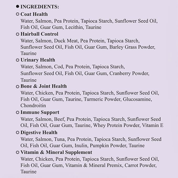 PAWLI 7-in-1 Functional Lickable Cat Treats Variety Pack, Squeeze Cat Treats for Skin Coat, Hairball, Digestive, Urinary & More, Grain-Free Cat Snacks, 7 Count 7 Flavors (3.5 oz Total)
