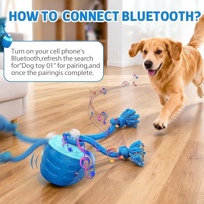 Interactive Dog Toys, 2025 New Motion Activated Cat Balls with 360° Smart Automatic Rolling Moving for Bored Pet Cats Dogs (Blue)