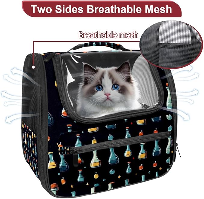 Portable Travel pet Backpack Carrier Hamster Bag Small Dog cat Carrier Breathable Hang Bag, Chemistry Science Laboratory (11)