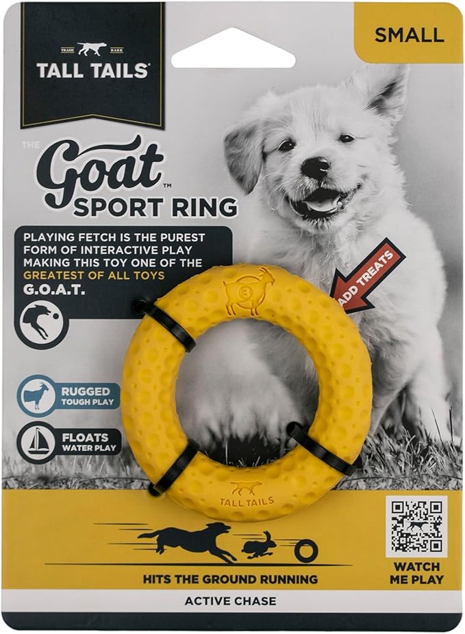 Tall Tails G.O.A.T. Greatest of All Toys Sport Fetch Ring Toy for Dogs, Small