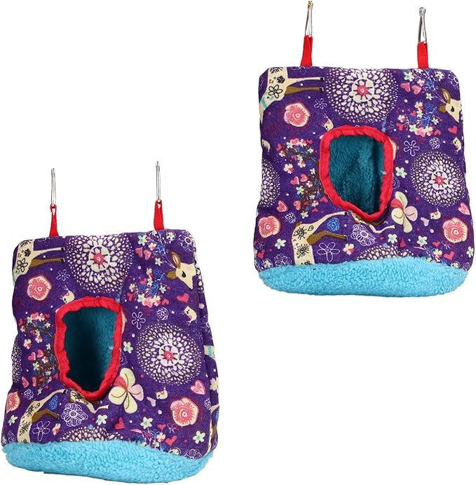 Warm Bird Hammock Soft Plush Foldable Hanging for Parrots Parakeets, Easy to Bird Cage Accessory with Hook Design, Multi Functional Pet Bird Toy Sleeping Place
