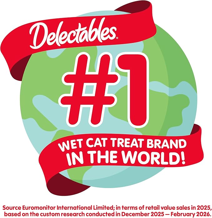 Delectables Squeeze Up Creamy Squeezable Puree, Lickable Wet Cat Treats, Grain Free, No Added Fillers, No By-Products, No Added Preservatives, 0.5 Ounces Tuna & Salmon, 32 Tubes Total