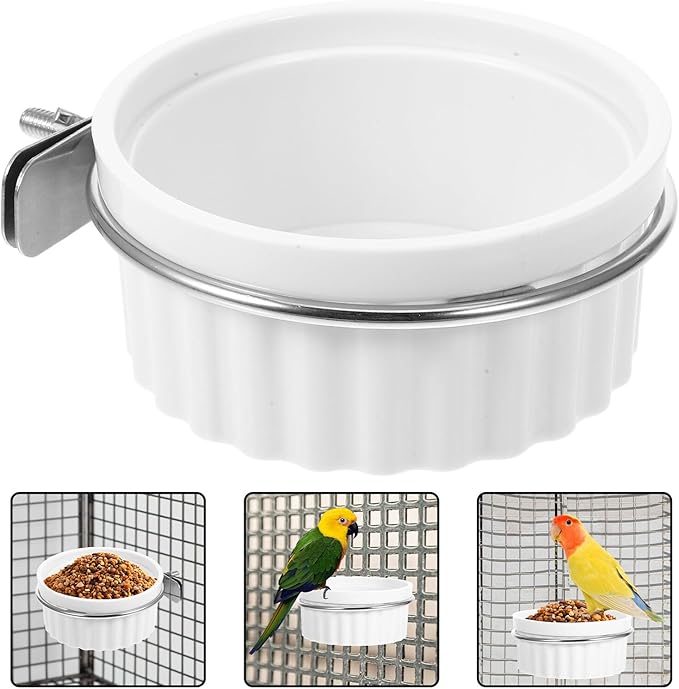 Parrot Food and Water Bowl for Bird Cage Stainless Steel Small Bird Cage Bowl with Hanging Hook Accessory for Parakeets and Cockatiels