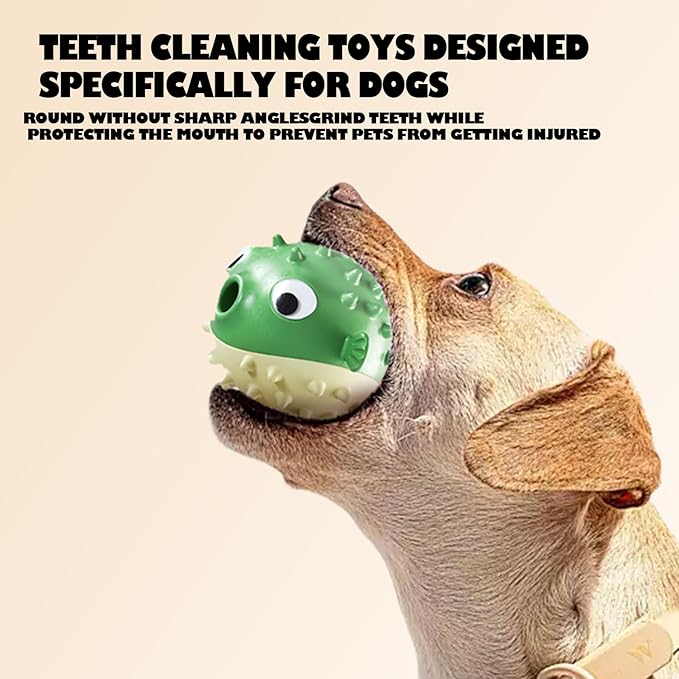 Dog Balls with Bell Sound, Interactive Dog Toys,Treat Dispensing Dog Toys, cat Toys Balls，Rubber Elastic Ball Toys for Small Medium Large Cat and Small Dogs (Green)