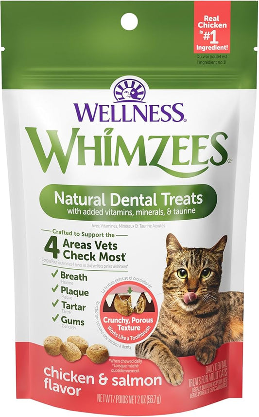 Wellness WHIMZEES Cat Dental Treats, Freshens Breath, Chicken and Salmon Flavor, 2 oz Bag