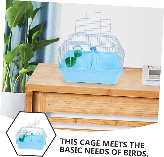 Portable Small Bird Travel Cage with Perch Food Container Water Bottle Abs Iron Construction Spacious Lightweight Carrier for Parrots Lovebirds and Small Pets for Random Color