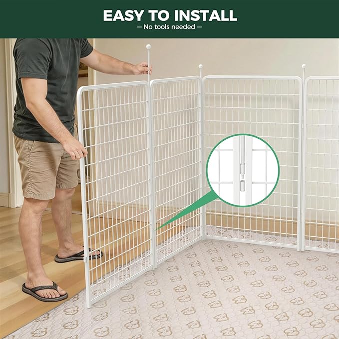 FXW Rollick Unleashed Dog Playpen for Indoor, Yard, RV Camping, 50 inch 16 Panels for Large Dogs, White│Patented