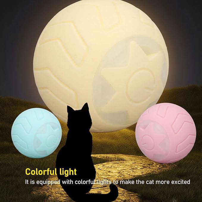 Peppy Pet Ball Automatic Rolling Ball, Interactive Dog Toy with Led Flash Colorful Lights Rechargeable Motion Activat Pet Ball Self Rotating Ball for Cat Dog (Neutral English Packaging)