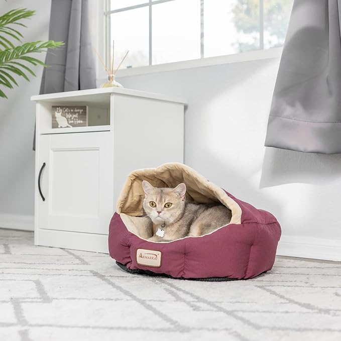 Armarkat Cat Bed 18-Inch Long C08HJH/MH, Burgundy and Beige