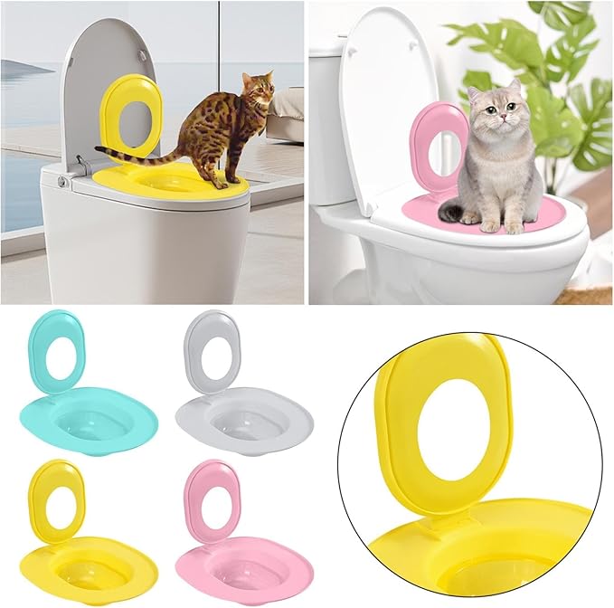 Cat Toilet Seat Training Kit - Universals Reusable CatToilet Trainer, Easy to Install Removable, CatLitter Tray Kit Kitty Potty Train System, Train Your Cat to Use The Toilet, Pet Cleaning (Grey)