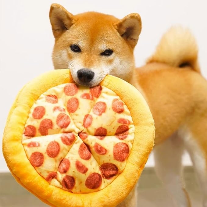 Chew Friendly Plush Pizza Pet Toy for Dog and Cats Realistic Pizza with Squeaker Perfect for Indoor Interaction Play Interaction Toy