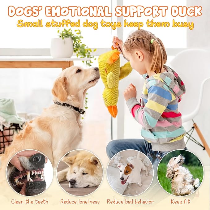 Calming Duck Dog Toy for The Mellow Pets,2025 Upgrade Squeak Dogs Toys Yellow Best Friends, Stuffed Duck Dog Toys for Small Cats Indoor Puppy Essentials (Yellow Green)