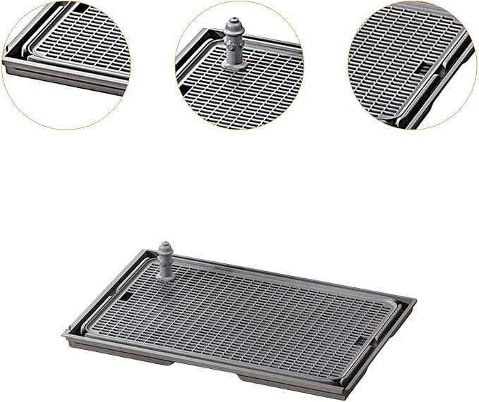 Pee Dog Toilet Pet Potty with Guide Post Anti Splashing Pet Litter Pan Leakproof Puppy Pee Pad Litter Tray Bunny Indoor, Dark Grey
