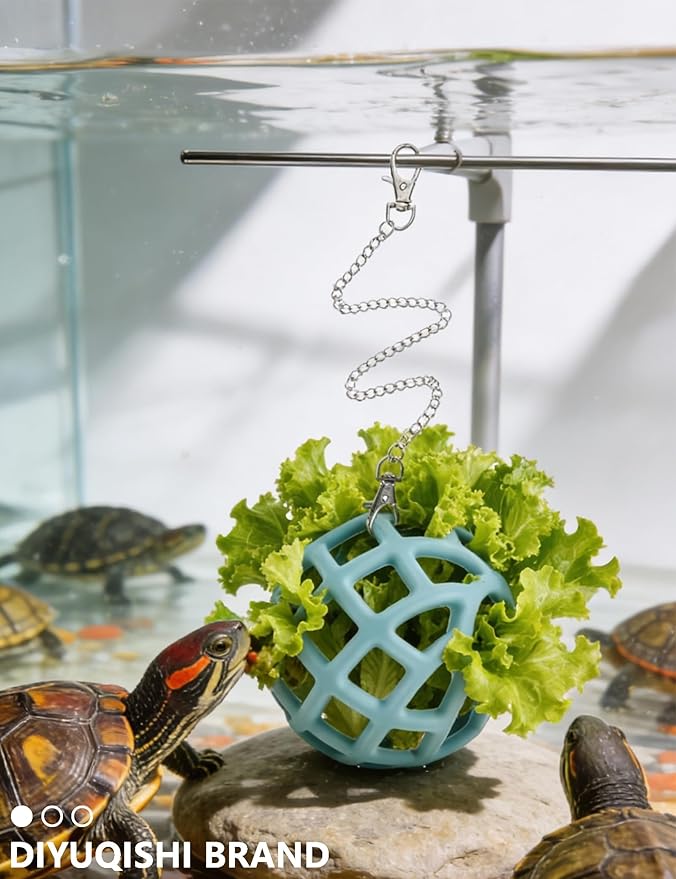 3.2 Inch Interactive Turtle Feeder Ball，Tortoise Toys & Turtle Tank Accessories，Aquatic Turtle Tank Decor for Turtle Habitat Enrichment，Toys for Turtles & Tortoise Habitat Accessories