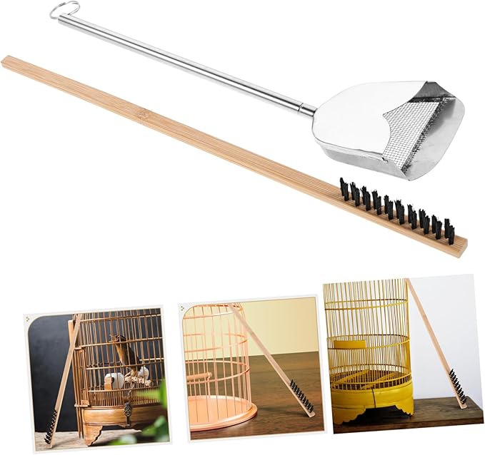 Toddmomy 2pcs Bird Cage Cleaning Kit Steel Brush Set Bird Droppings Cleaner Cage Cleaning Brush Set Chicken Coop Accessory