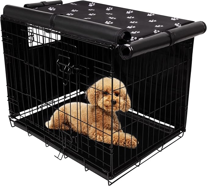 Pet Prime Dog Crate Cover Indoor/Outdoor Durable Windproof 600D Oxford Fabric Pet Kennel Cover Fit for 24 30 36 42 48 Inches Wire Dog Crate for Small and Large Dogs-Cover Only (36 Inch (36"x23"x25"))