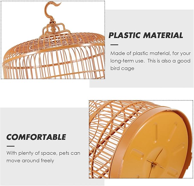 VALICLUD Plastic Hanging Bird Cage with 30cm Round Dome, Lightweight Small Animal Nest, Vintage Style Cage Ornament for Pet Birds and Parakeets, Outdoor Suitable