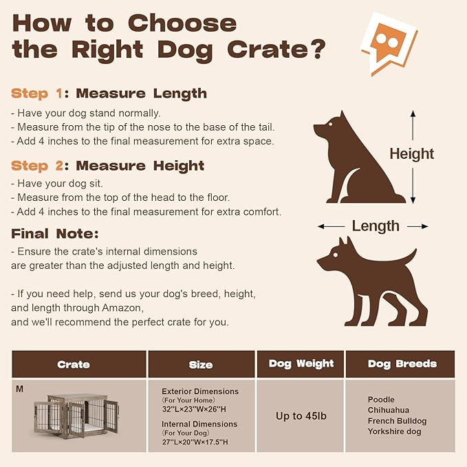 Dog Crate Furniture with Cushion,Dwell Living 32 inch Wooden Kennel Table with Double Doors, Indoor Dog House End Table for Small/Medium Dog, Grey (32x23x26in)