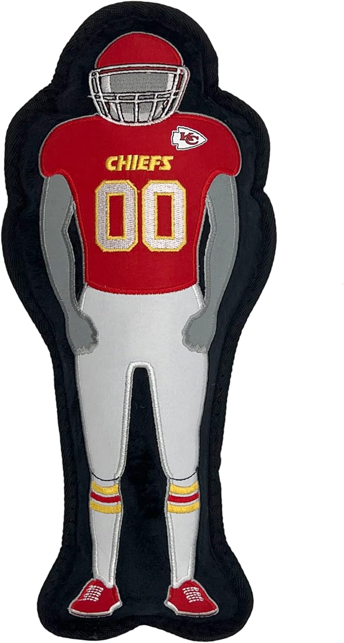 The 1st Ever Tough but Smooth Dog Toy NFL Kansas City Chiefs Football Athletes Player Tough Pet Toy. A Premium Quality Doggie Toy with Built-in Squeaker. Sports Fans Favorite Chew Toy