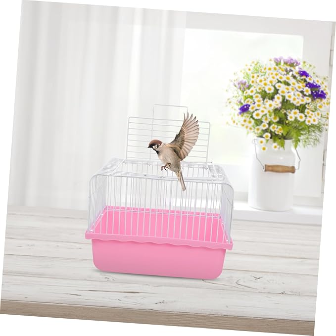 Yardwe Portable Bird Travel Cage for Lovebirds Parakeets Cockatiels Lightweight Plastic Carrier Transparent Window for Easy Observation Easy to