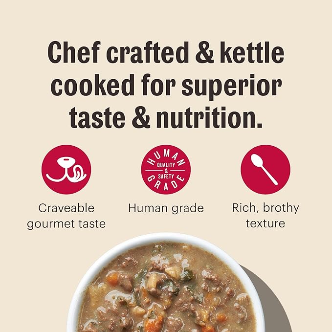 The Honest Kitchen Human Grade One Pot Stews: Roasted Beef Stew with Kale, Sweet Potatoes & Carrots Wet Dog Food, 10.5 oz x6
