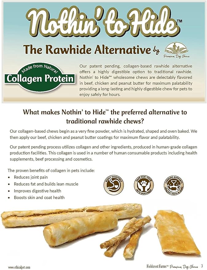 Fieldcrest Farms Nothing to Hide Natural Rawhide Alternative Small Twist Stix for Dogs -50 Pack - All Natural Easily Digestible Chews for All Breed Dogs - Great for Dental Health Plus Magnet