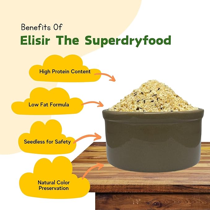 Elisir is an Egg Paste High in Protein and Fat Ideal for Canary, Finch and Pigeon, Bird Food, Egg and Seed Based Food, Food for Chicken and Poultry, Pet Food, 1Kg Bag
