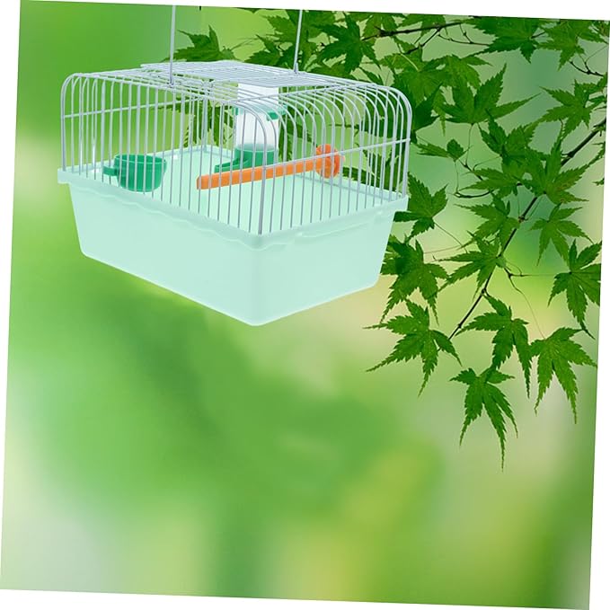 Multi-Functional Portable Parrot Cage with Perch Food Box Water Bottle Spacious Metal Aviary Carrier Travel Cage for Parakeets Lovebirds Small Animals Random Color
