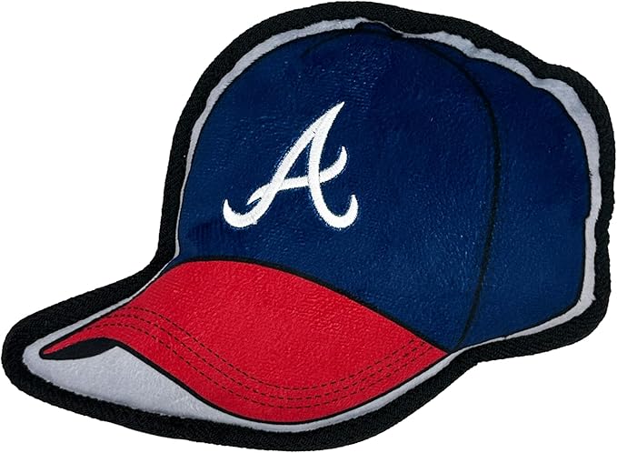 Pets First MLB Atlanta Braves Baseball Cap Tough Toy for Dogs, Best MLB Dog Toy with Team Logo