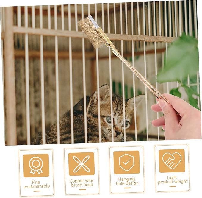 LIOOBO 1Set Bird Cage Cleaning Brush Long Handle Cage Brush for Easy Cleaning of Bird Cages and Feeders Wire Material for Removing Dirt