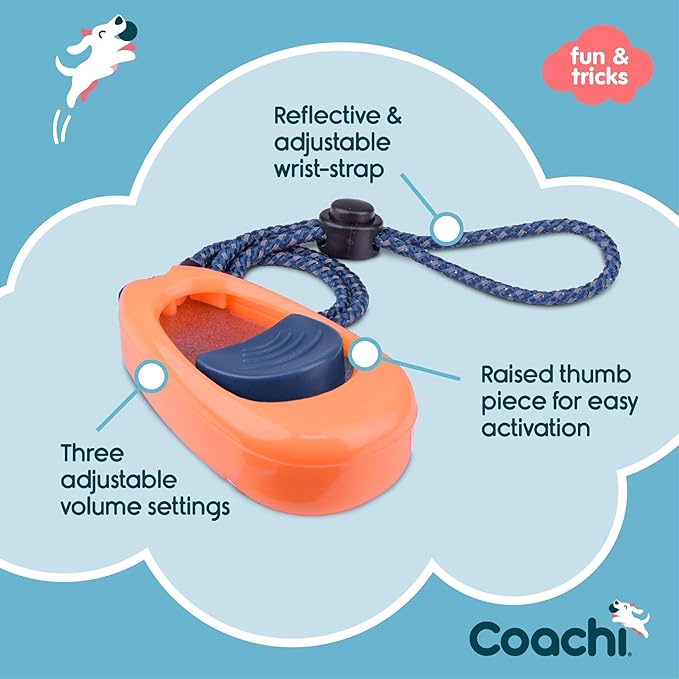 Coachi Multi-Clicker, Dog Accessory, Volume Control with 3 Settings, Easy to Click, Adjustable Wrist Strap, Dog Clicker, for Dog Training, Including Sensitive Dogs and Puppies