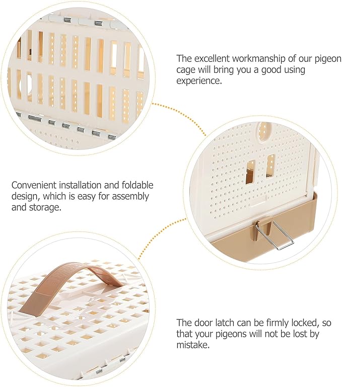 SEWACC Foldable Plastic Pigeon Cage with Handle Portable Pet Nest House for Training and Transportation Smooth Surface Easy Assembly and Storage for Racing and Domestic Birds