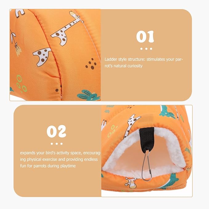 Healifty Parrot Cotton Nest Small Animal Hanging Hammock Winter Warm Lint Bed 16x13x16cm Yellow for Hamster Bird Cage Cozy Resting House