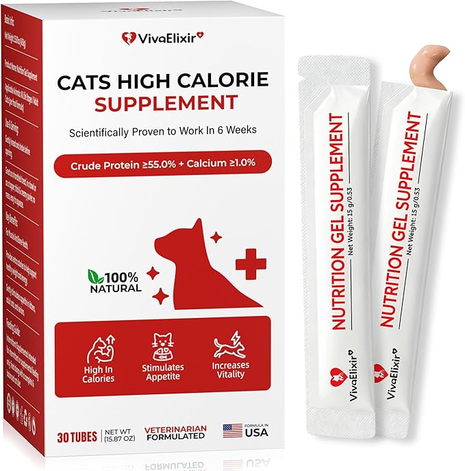 High Calorie Nutrition Paste for Cats – 12g x 30 Bars- Provides Weight gain and Appetite Support for picky or underweight Cats - Contains Taurine, DHA Colostrum - Promotes Vitality and Healthy Growth