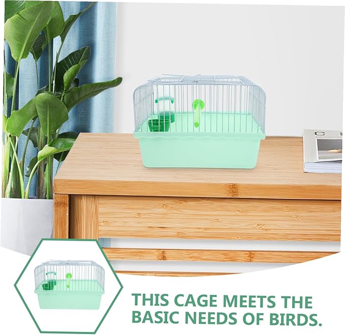 Portable Small Bird Cage for Lovebirds and Parrots Abs and Iron Travel Carrier with Spacious Interior Perch Food Box and Waterer Lightweight Portable Pet Carrier for Random Color